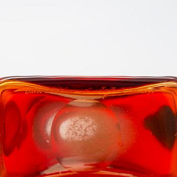 Oiva Toikka, flaska, "Pompom", signerad Oiva Toikka Nuutajärvi Notsjö.