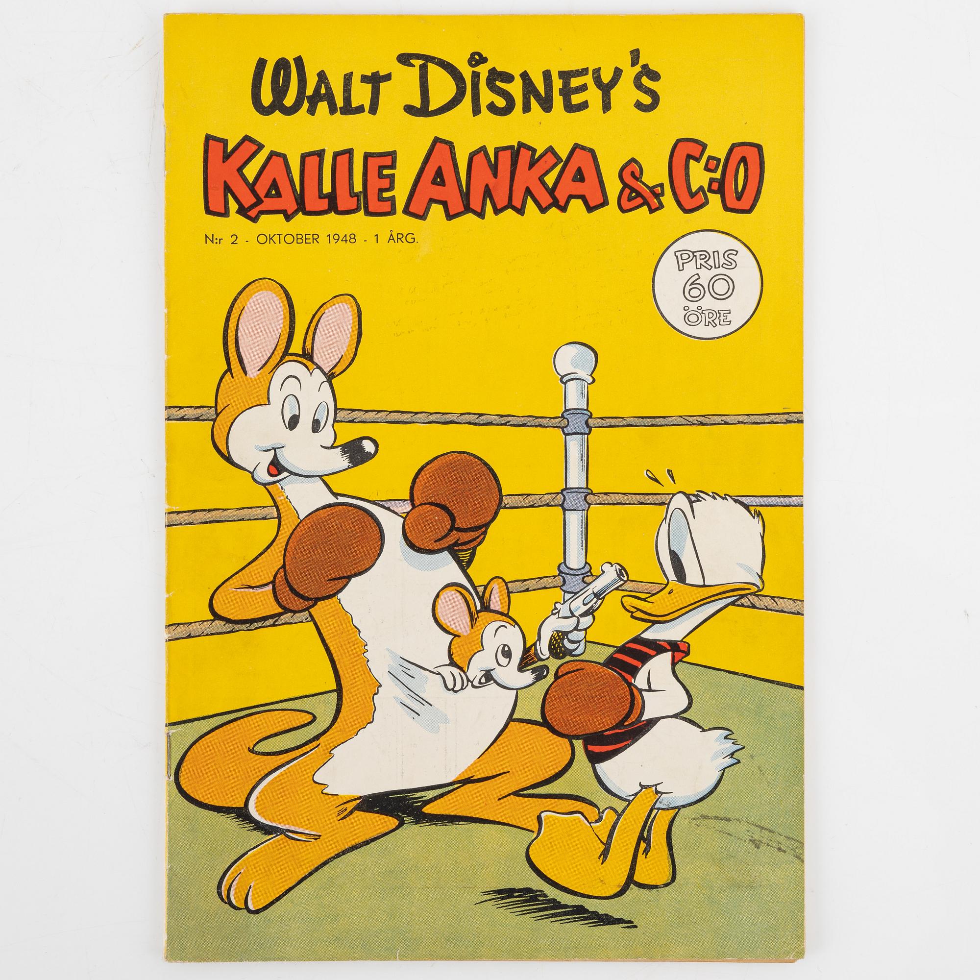 Serietidningar, "Kalle Anka & Co", 3 st, nr 2,3,4, 1948.