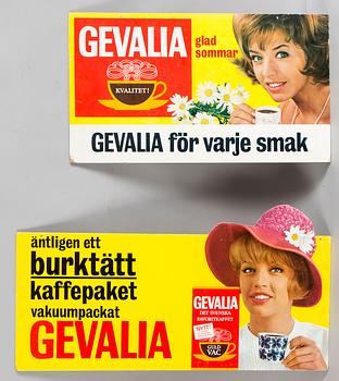 REKLAMSKYLTAR, 2 stycken, Gevalia, 1960-tal.