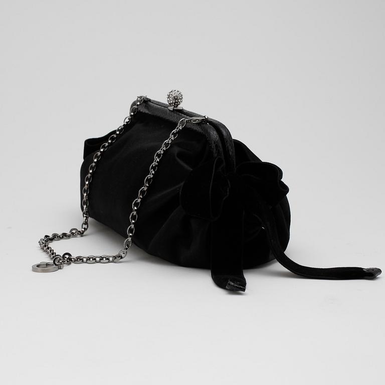 SALVATORE FERRAGAMO, a black silk evening bag.