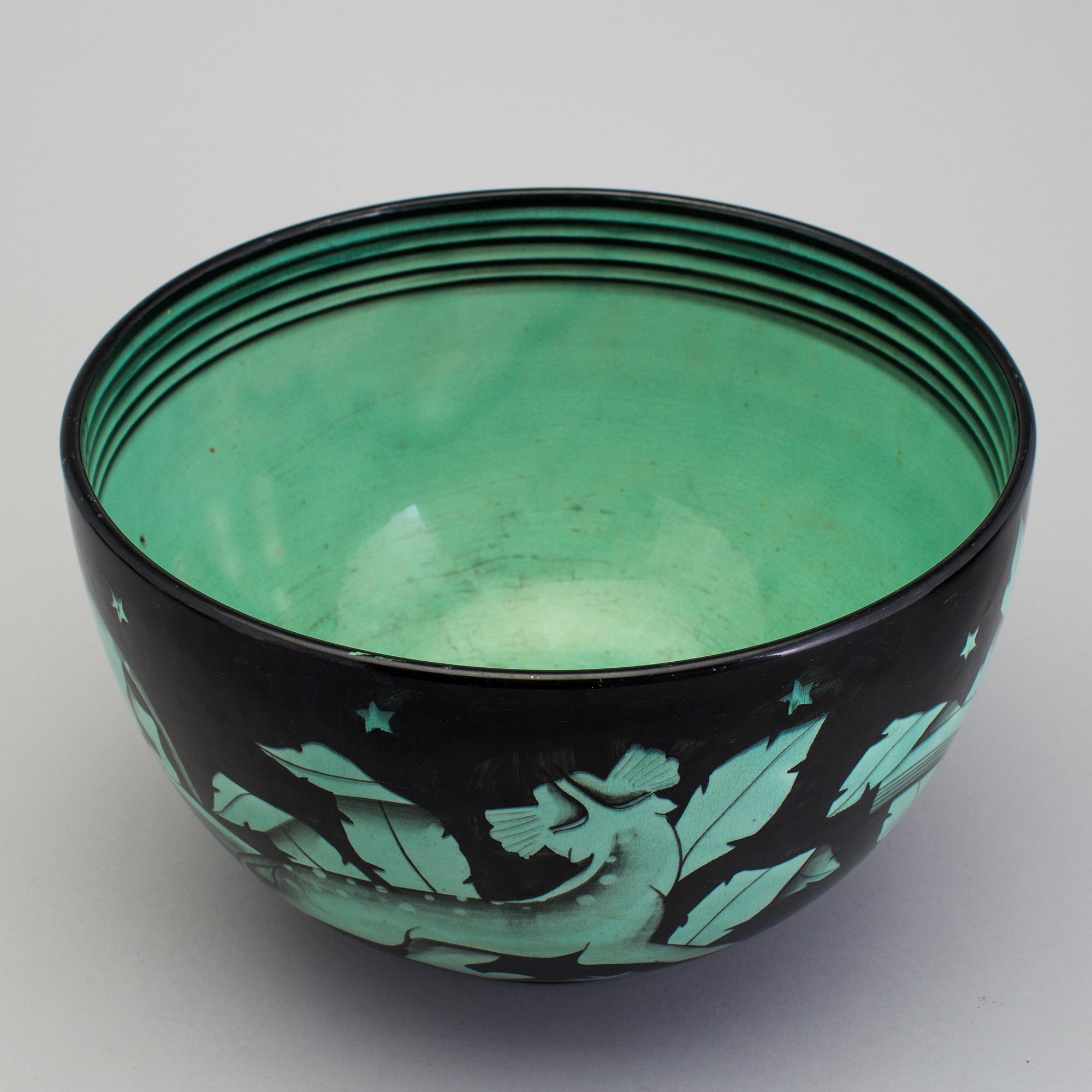 ILSE CLAESSON, "Serie V", bålskål, flintgods. Rörstrand 1930-tal.