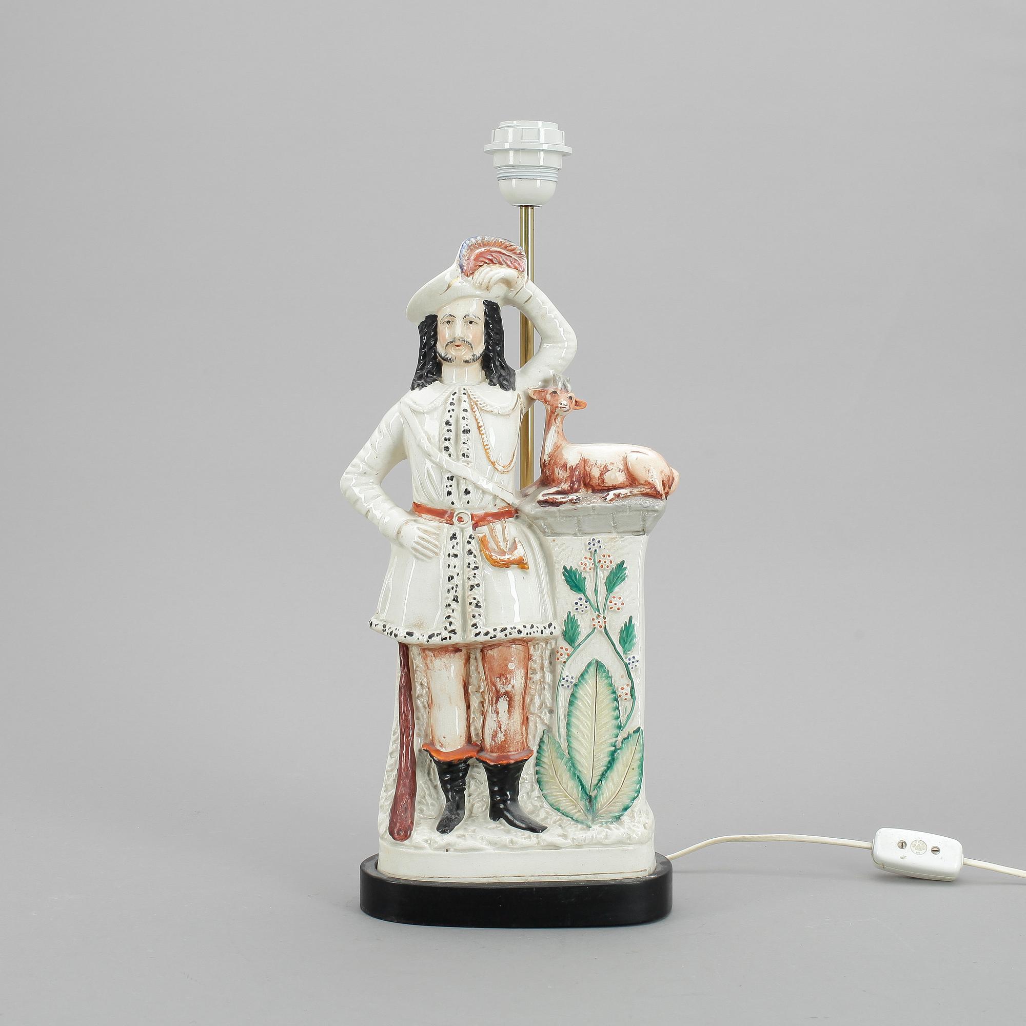 BORDSLAMPA/FIGURIN, keramik, Staffordshire, 18/1900-tal.