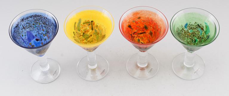 GLAS, 4 st, Bertil Vallien, Kosta Boda, signerade.