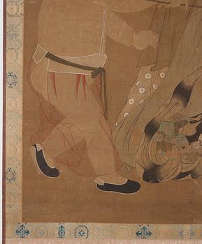 A large scroll painting by anonymous artist, ink and colour on silk, Qing dynasty, 18th century.