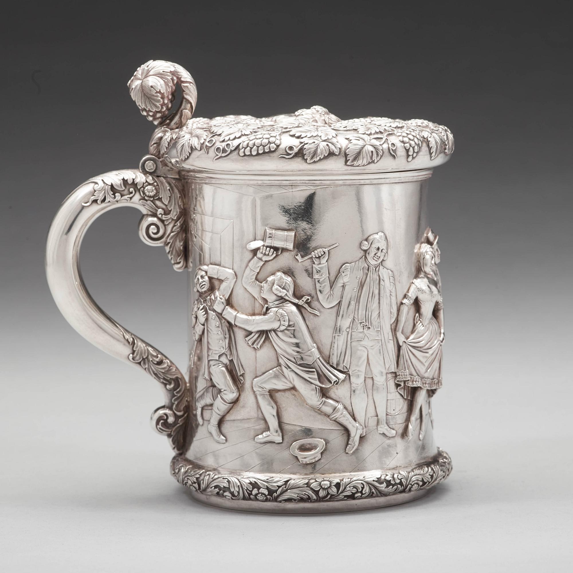 A Swedish 19th century parcel-gilt tankard, mark of Gustaf Folcker, Stockholm 1847.