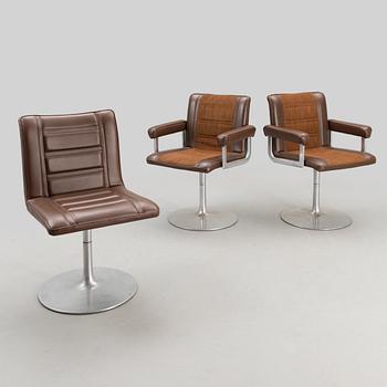 2+1 1960s 'Silver wing' armchairs for Asko, Finland.