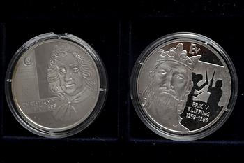 Medaljer 22 st "Danska regenter" silver 1900-talets senare del.