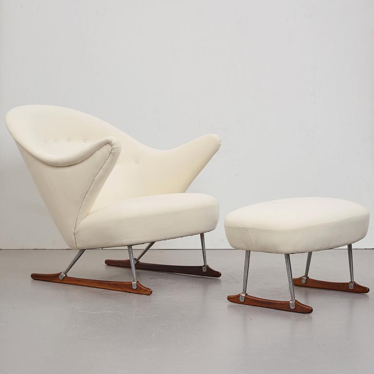 Børge Mogensen, a "model nr 160" easy chair and ottoman by Tage M Christensen & Co, Denmark 1950's.