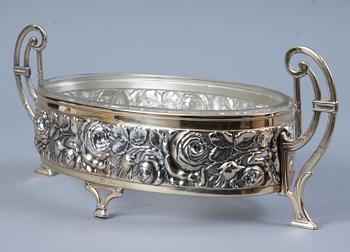 JARDINIERE, nysilver, jugend, A.F & Co, 1900-talets första hälft.