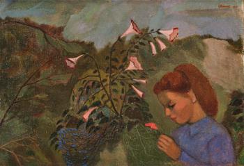 243. Curt Clemens, Girl by flowers.