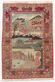 Carpet, figural. approx. 200 x 140 cm.