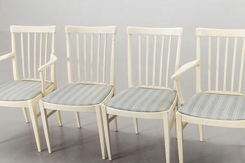A dining group of 7 pieces by Carl Malmsten for Bodafors from the second half of the 20th century.