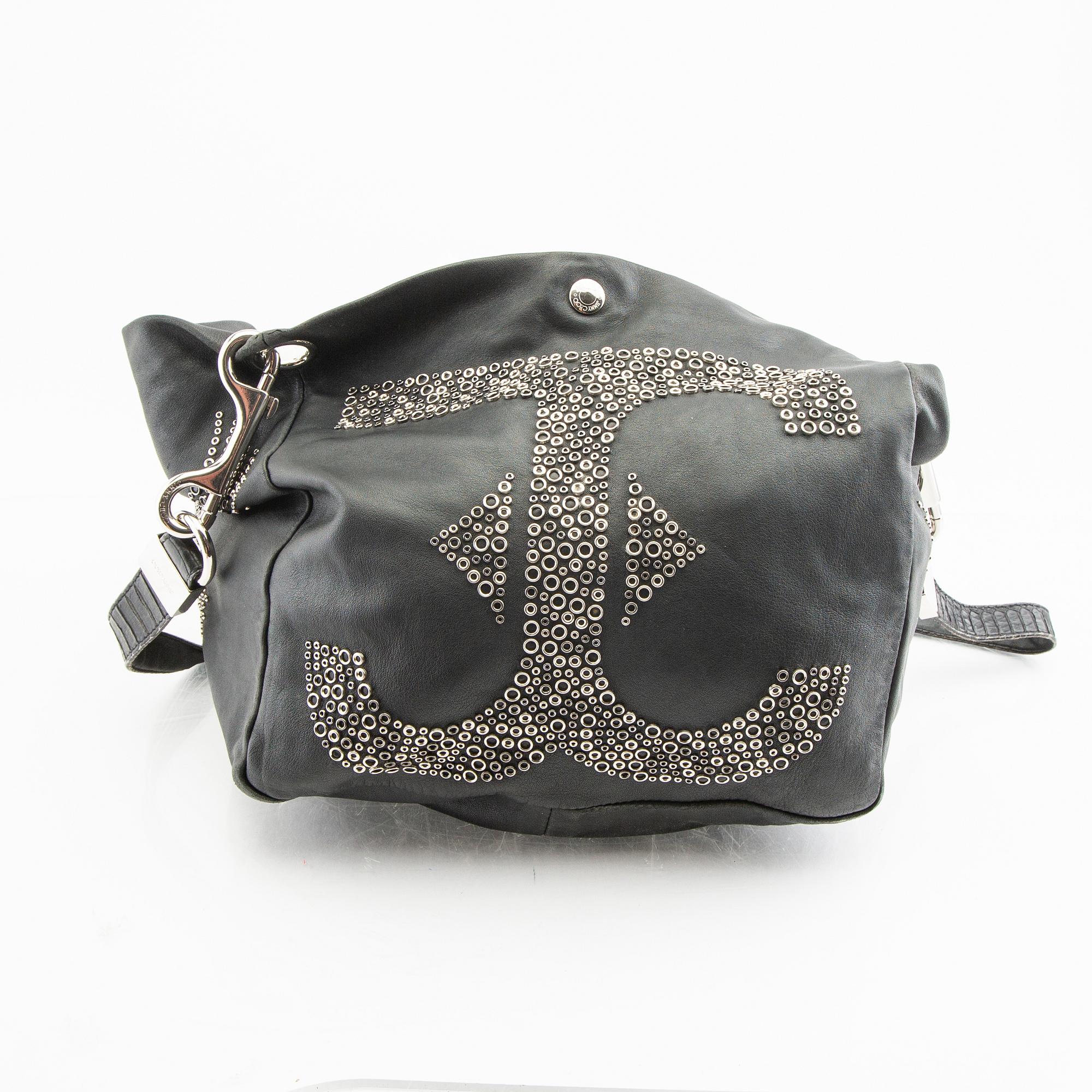 A Jimmy Choo leather handbag.