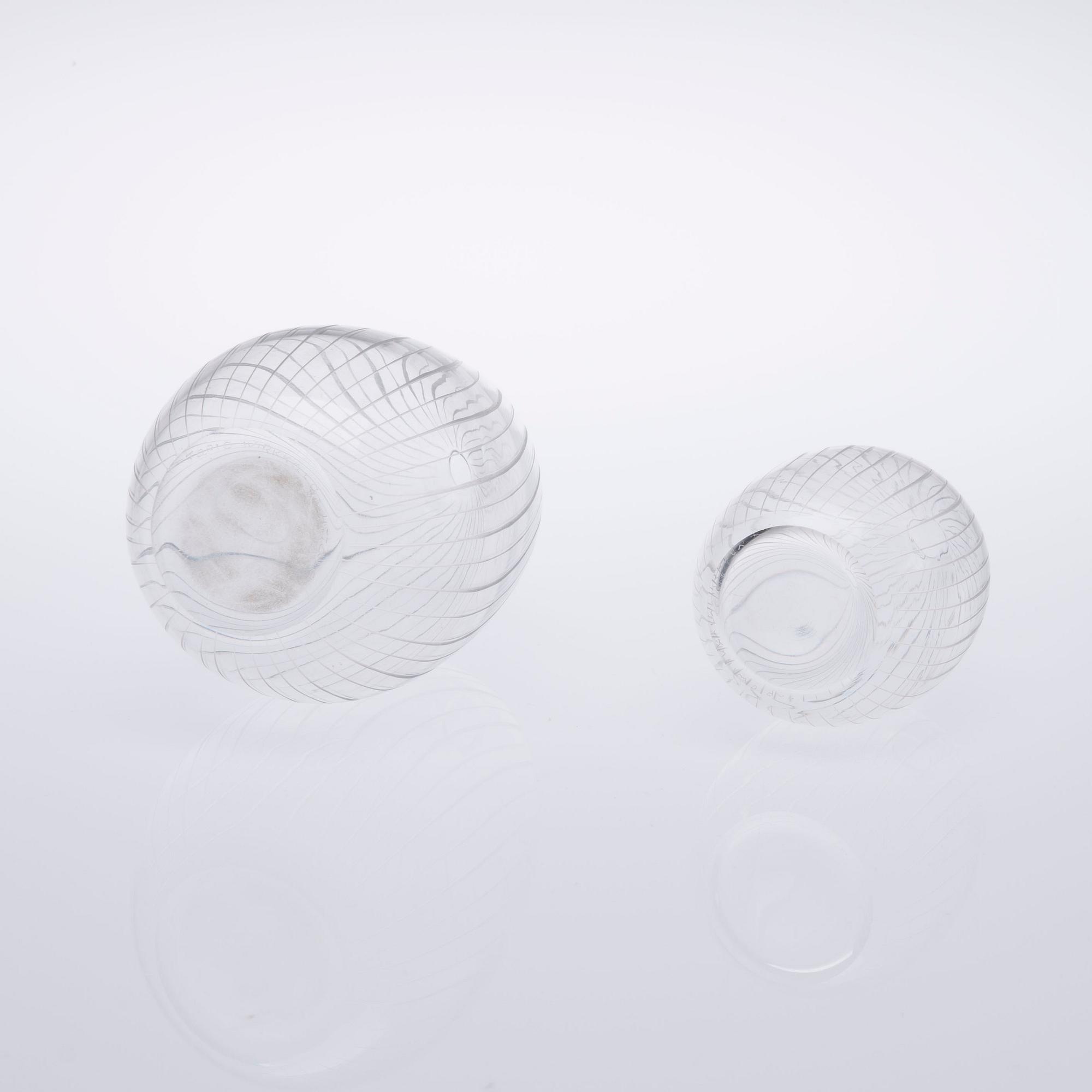 VASER, 2 st glas, signerade Tapio Wirkkala Iittala.