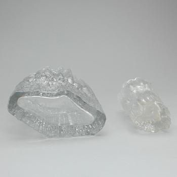 VAS, 2 st, glas, signerad Tapio Wirkkala, Iitala.
