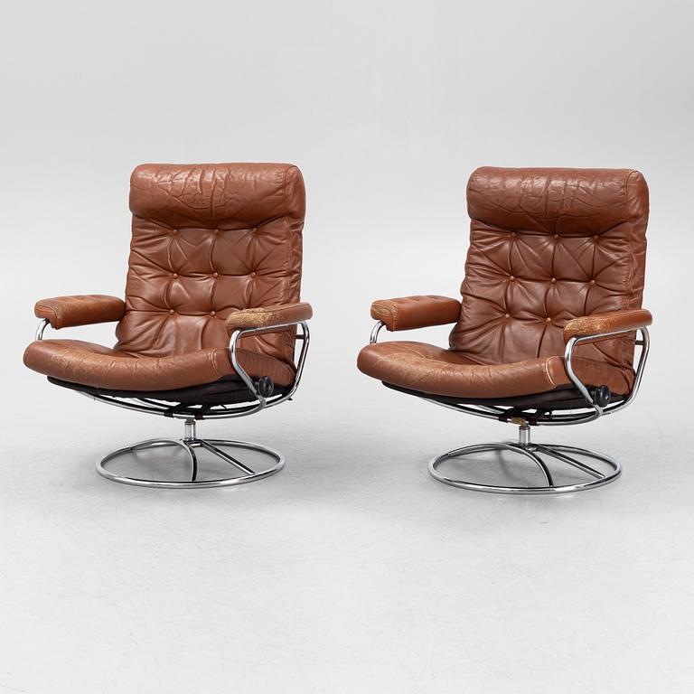 Fåtöljer, ett par, "Stressless", Ekornes, Norge, 1900-talets senare del.