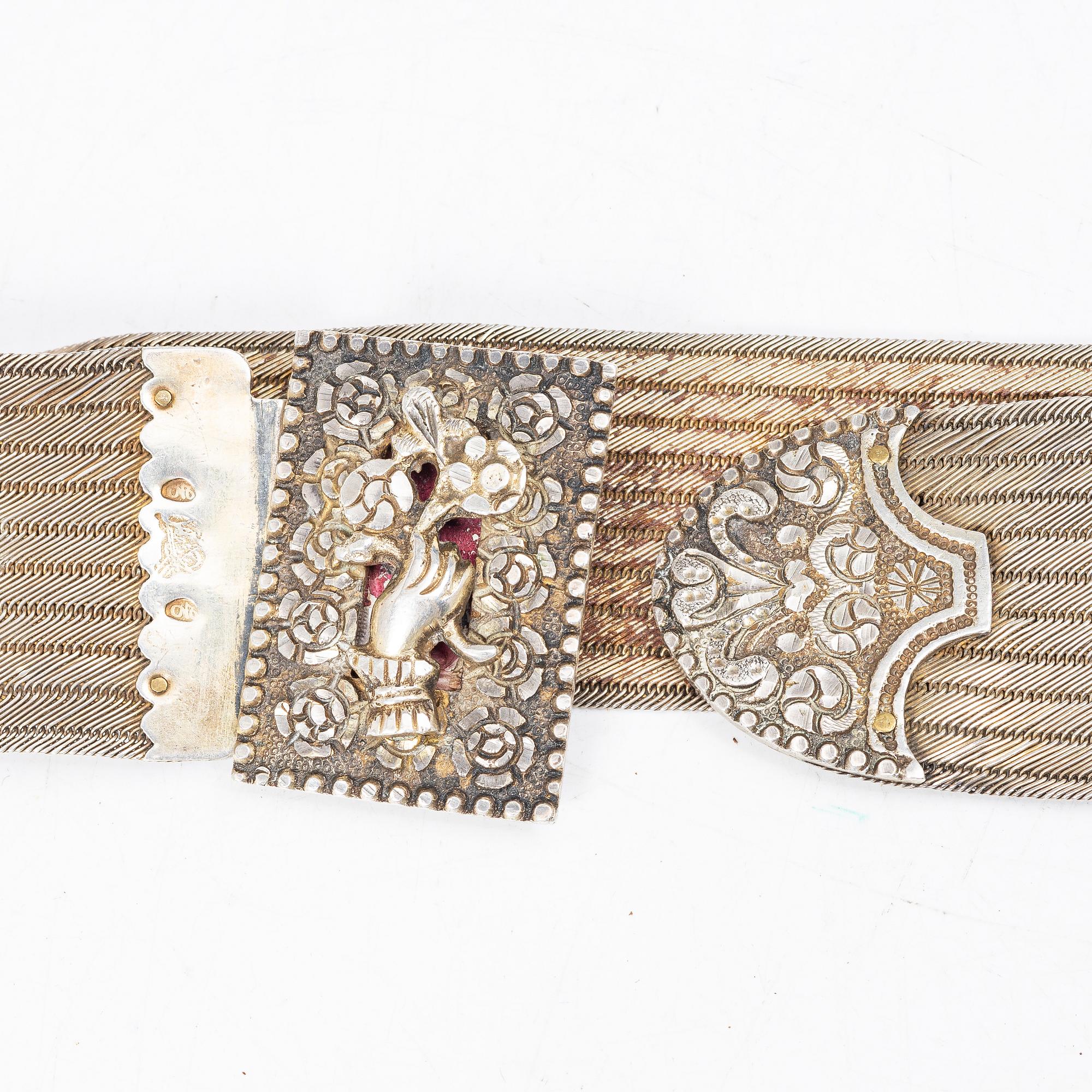 An Ottoman Empire silver belt, Turkey, circa 1880. Total weight approx. 418 g.