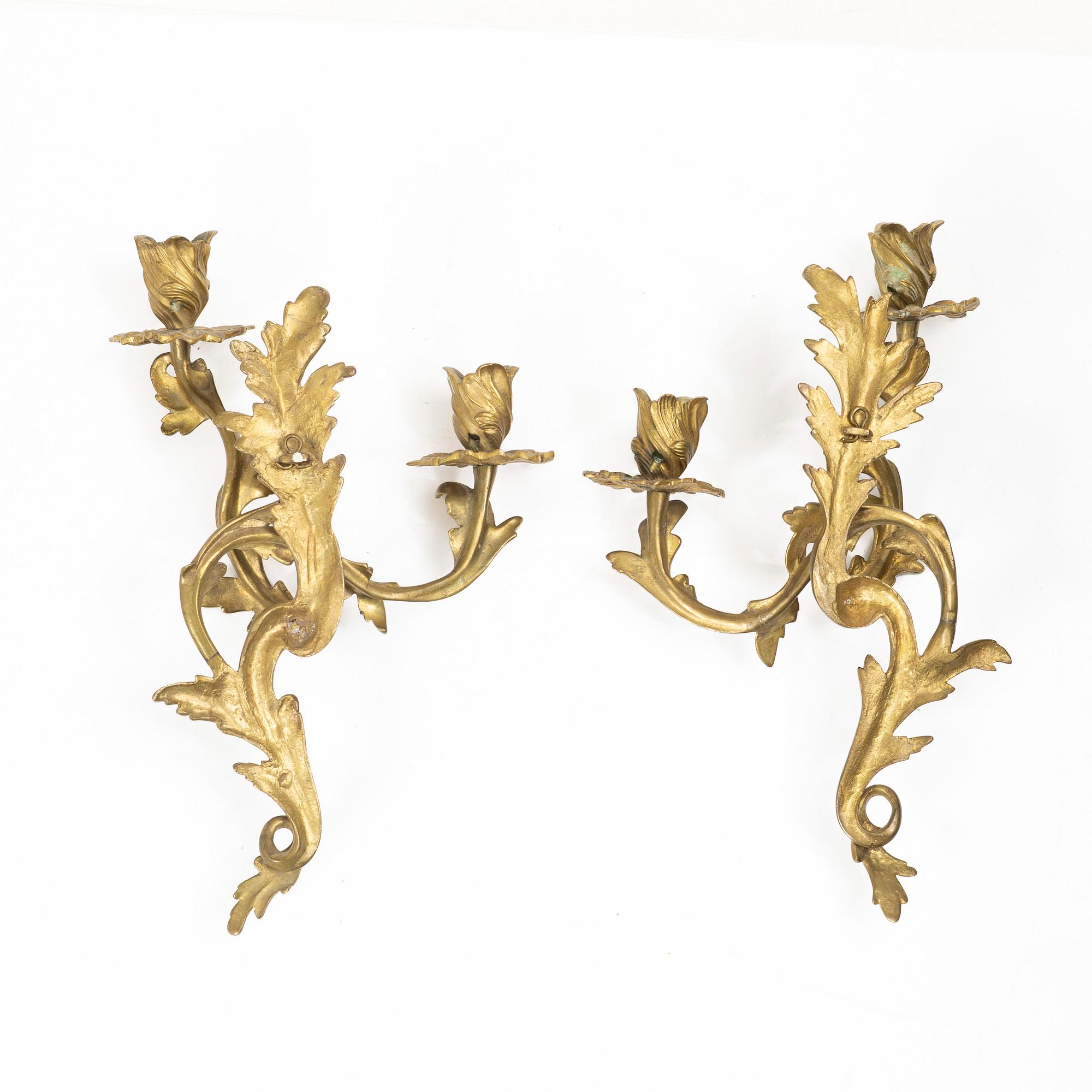Wall sconces, a pair, Rococo style, early 20th century.