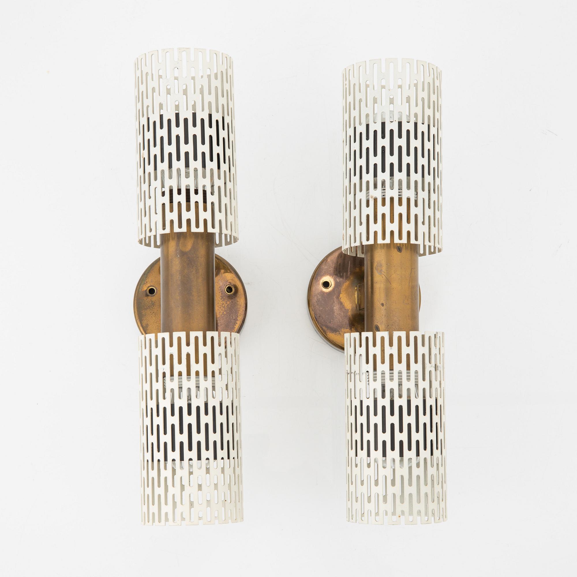 Harald Notini, vägglampor, ett par, modell 11262, Böhlmarks, 1940/1950-tal.