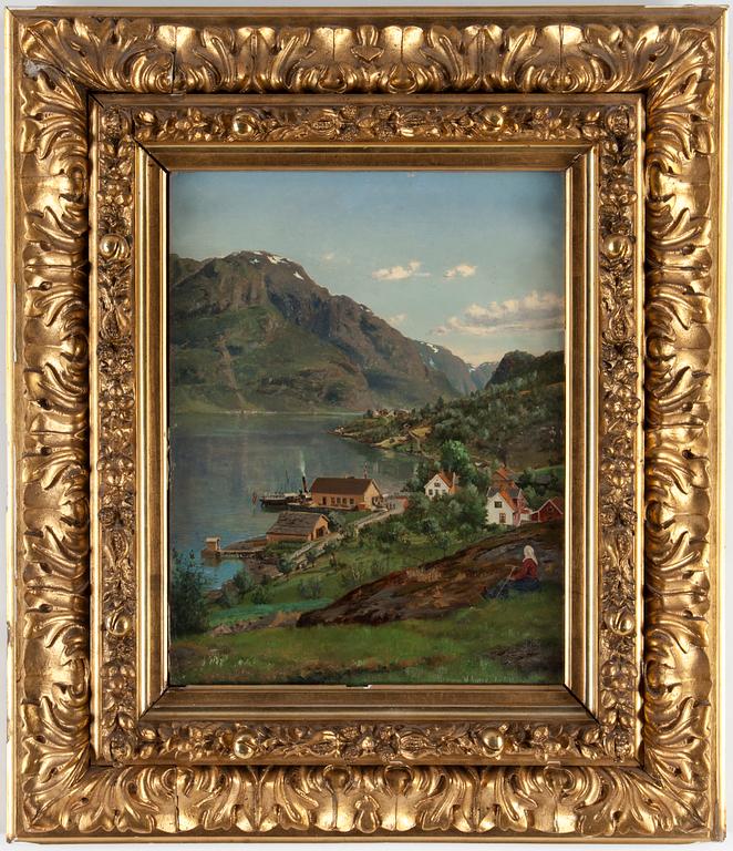 HERMAN WEDEL-ANKER, olja på pannå, signerad, otydligt daterad Lysterfjord.