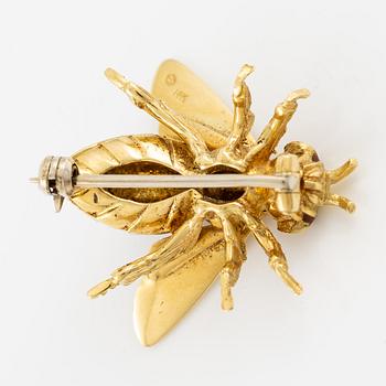 Brosch, i form av insekt 18K guld med emalj och briljantslipade diamanter.