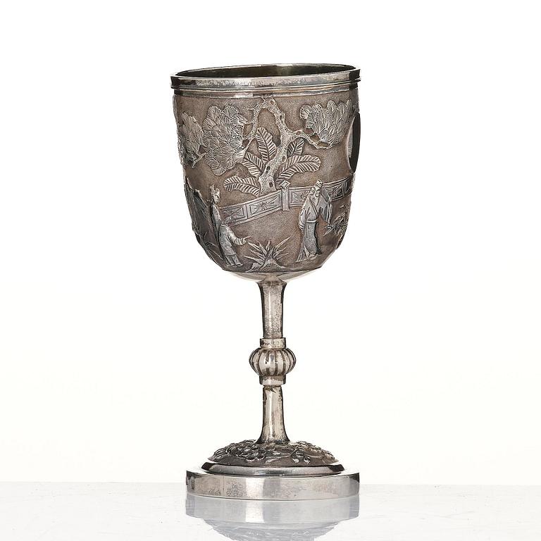 A Chinese Export Silver goblet, Qing dynasty, 19th Century.