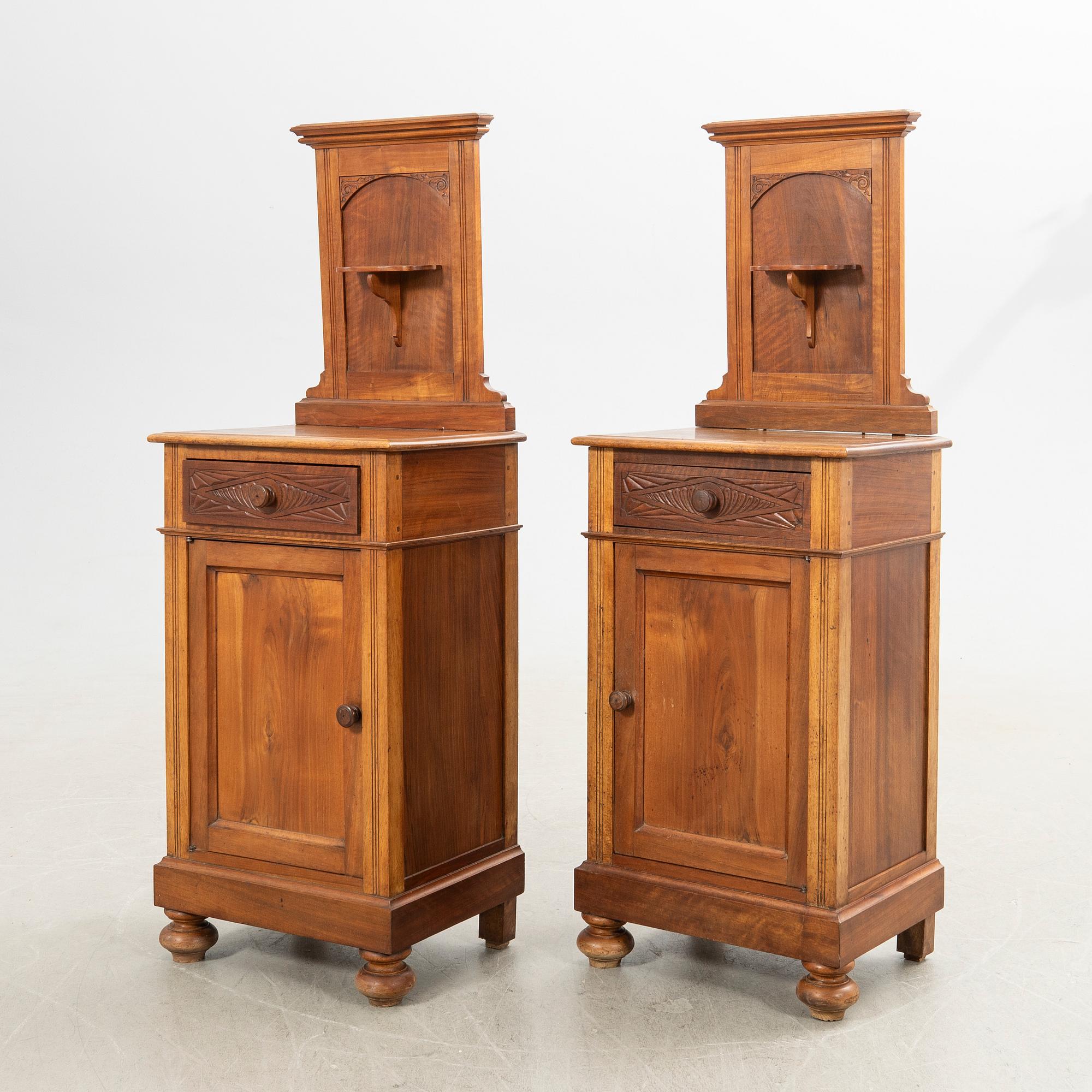 Nightstands, a pair, first half of the 20th century.
