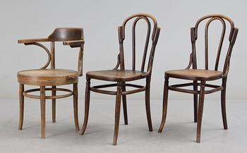 STOLAR, 2 st samt KARMSTOL, wienertyp, 1900-talets första hälft.