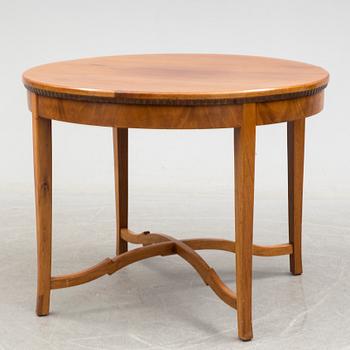SOFA, TABLE AND FIVE CHAIRS, mid 20th century.