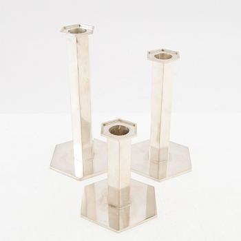 Wiwen Nilsson, ljusstakar, 3 stycken, sterling silver, Lund 1973-1974.