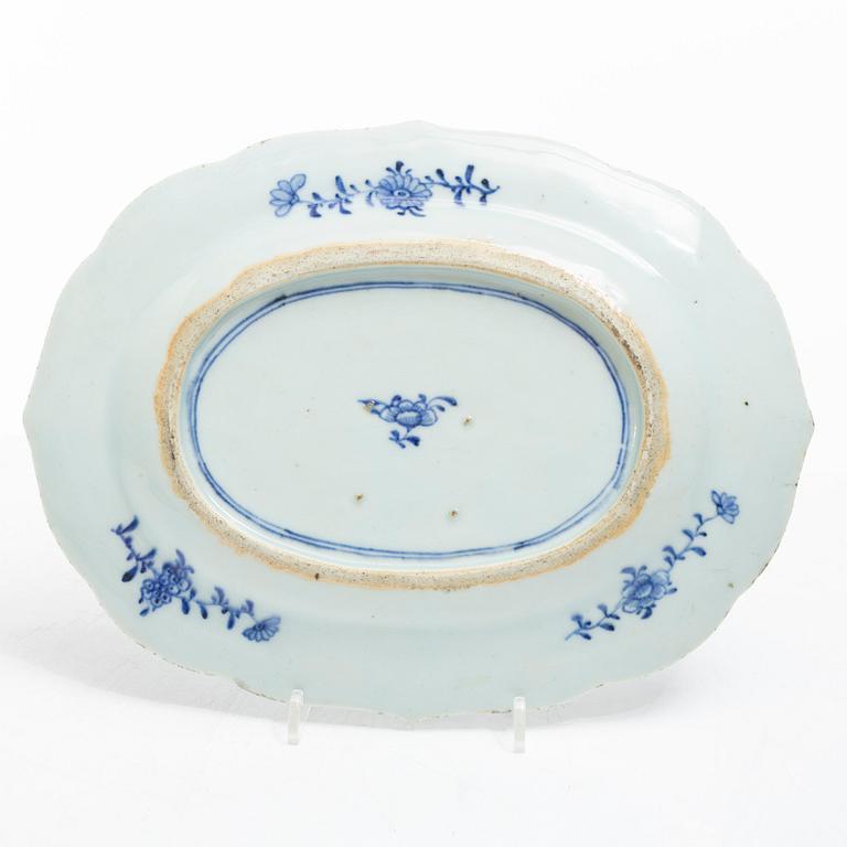 Four blue and white serving dishes, China, Qianlong (1736-95).