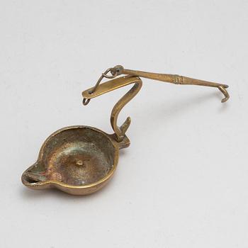 OLJELAMPA, brons, 1700-tal.