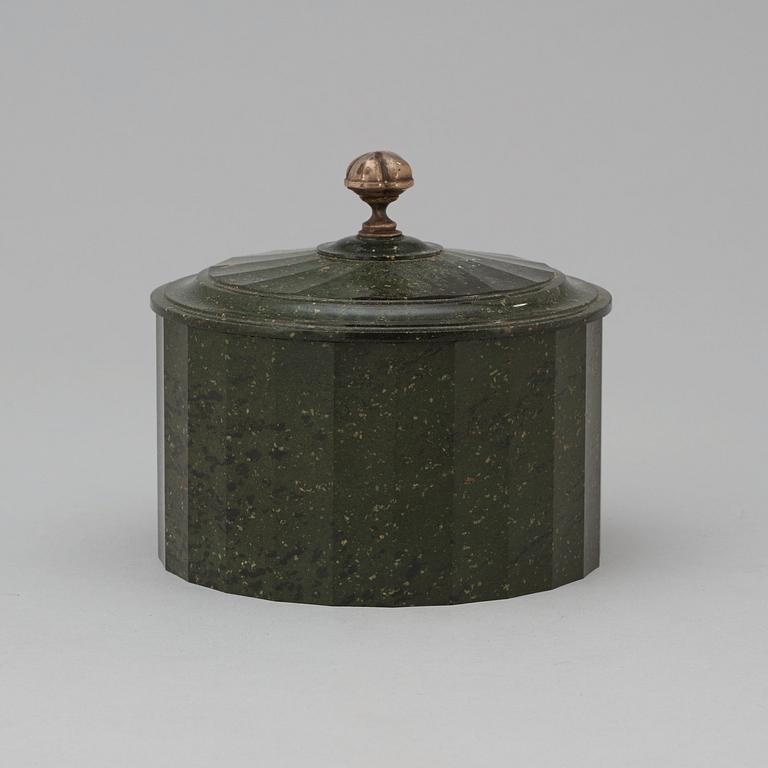 A Swedish Empire 19th century porphyry butter box.