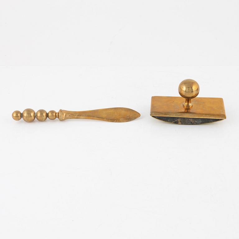A brass five-piece inkstand suite from Gusum, 20th century.