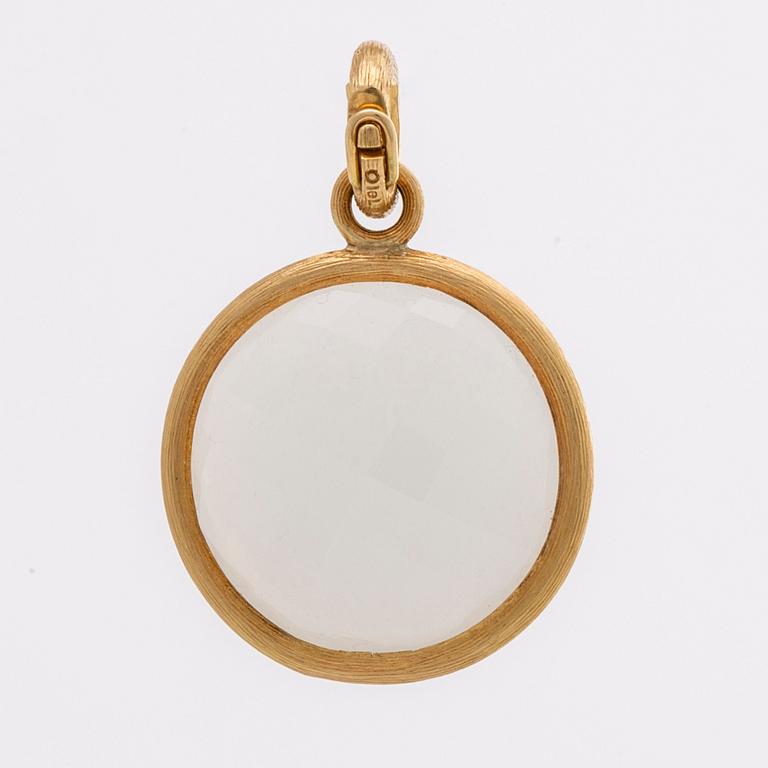 OLE LYNGGAARD, pendant, 18K gold w 1 white chequered cut stone "Nature", original box and dustbag.