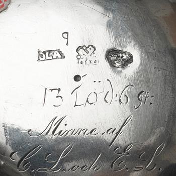 A Swedish 18th century silver coffee-pot, marks of Olof Löfvander d.ä., Luleå 1773.