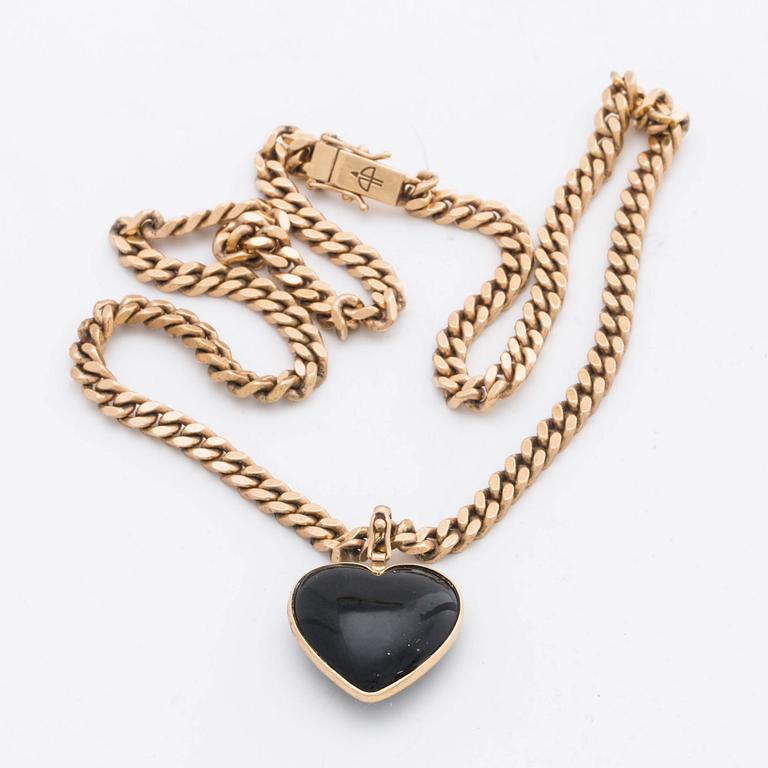 COLLIER 18K guld, hänge m svart sten troligen onyx,