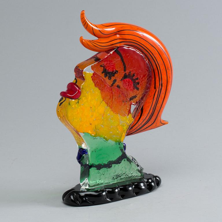 Abstract head sculpture Mario Badioli Murano glass.