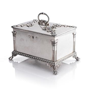 329A. A Swedish 19th century silver sugar-casket, mark of Adolf Zethelius, Stockholm 1826.