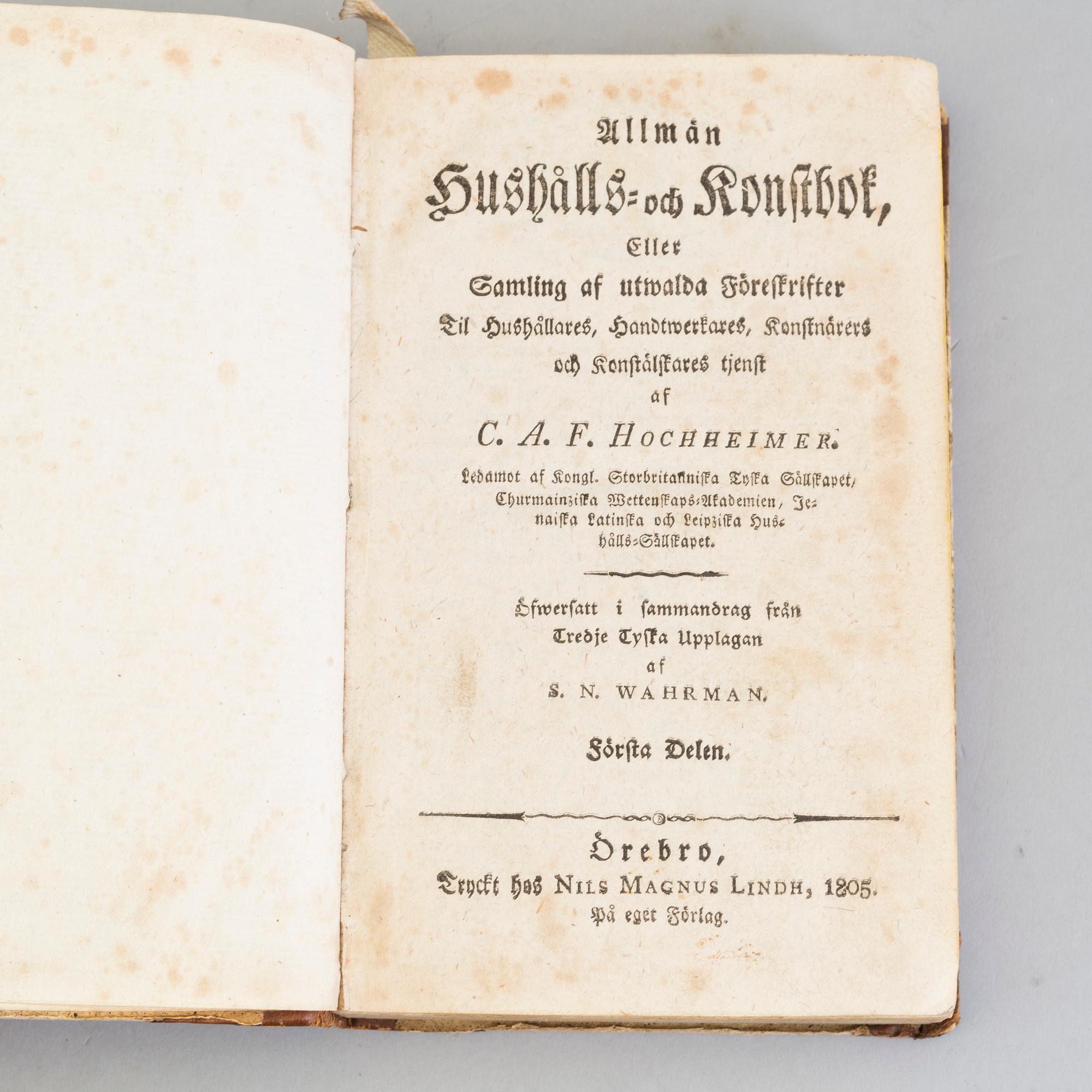 BOOKS, four volumes, 18th and 19th century.