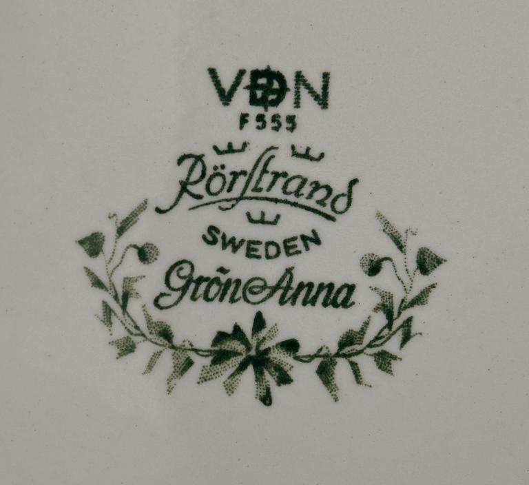 MAT o TESERVISDELAR, 74 st, porslin, "Grön Anna", Rörstrand.
