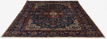 An antique silk Kashan, Central Persia, c. 320 x 201 cm.