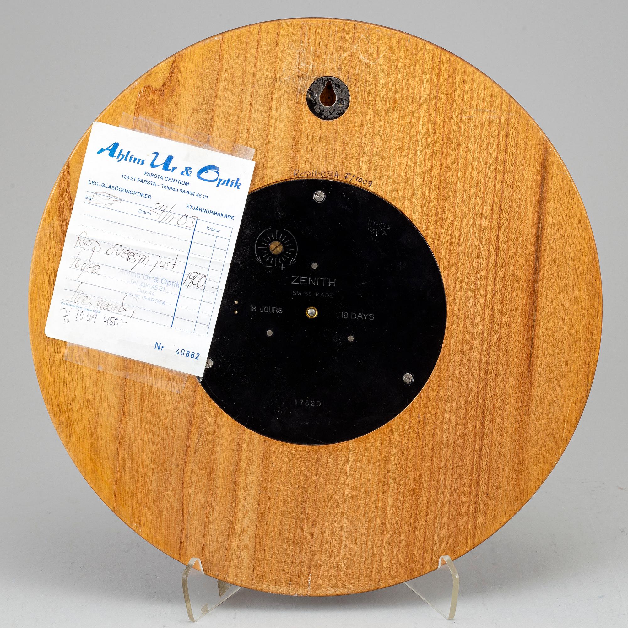 VÄGGUR, Zenith, 18-dagarsverk, 1900-talets mitt.