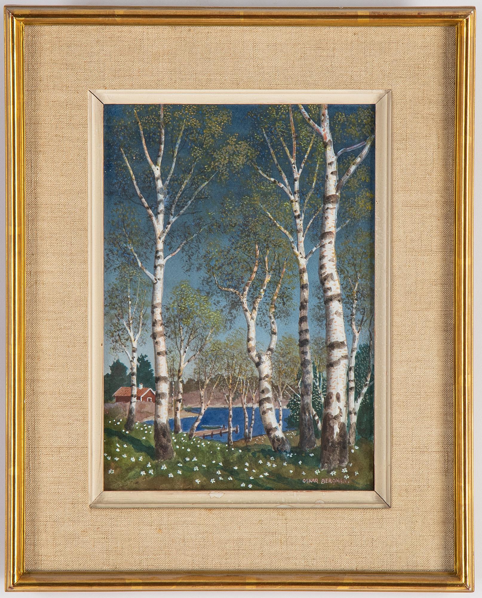 Oskar Bergman, akvarell, signerad.