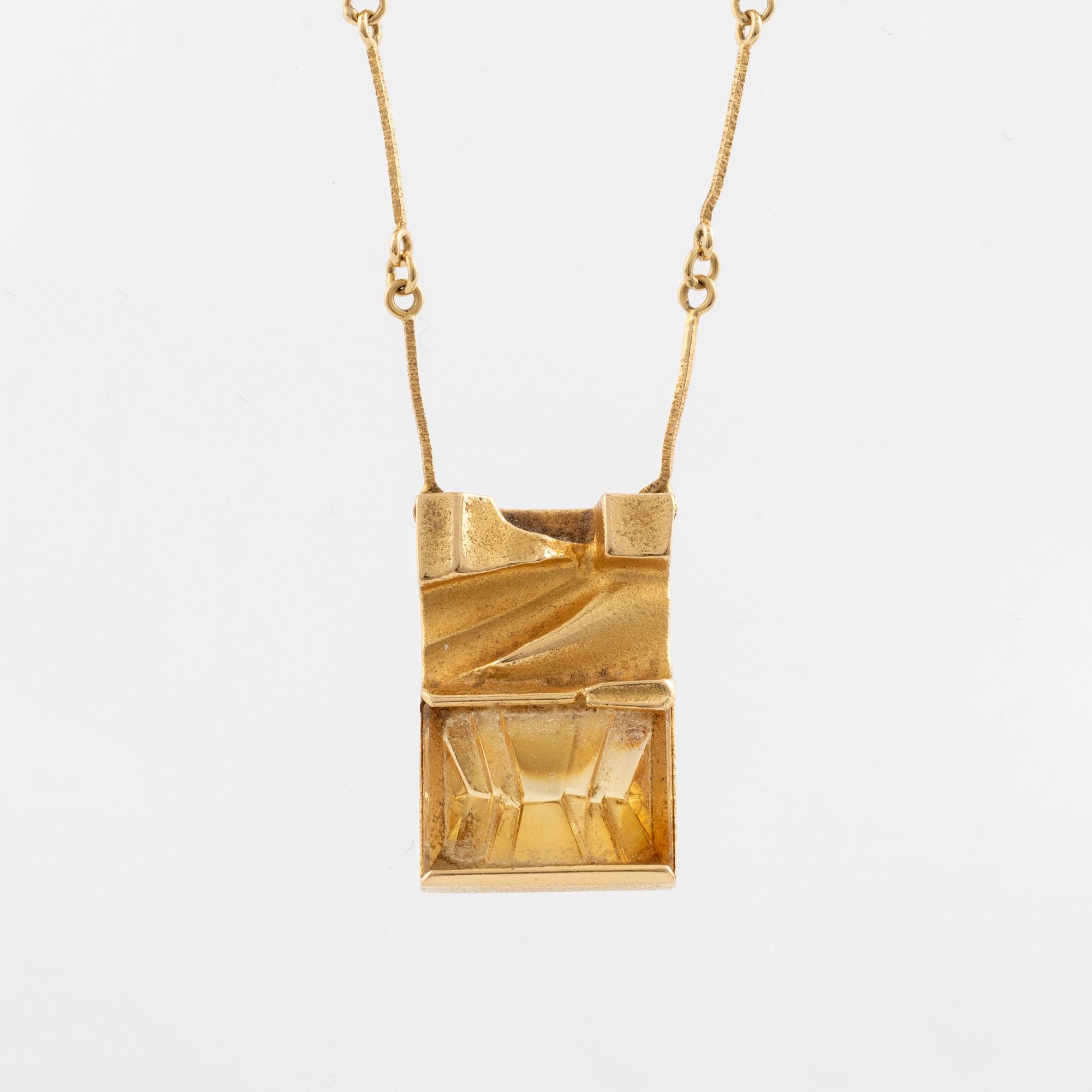 Björn Weckström, collier "Luxa", 18K gold and citrine. Lapponia.