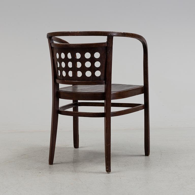 A STAINED BENTWOOD ARMCHAIR BY OTTO WAGNER FOR JACOB & JOSEF KOHN WIEN, EARLY 20TH CENTURY.