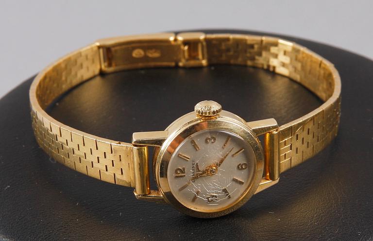 DAMARMBANDSUR, guld 18 K, Longines, totalvikt 26 gram.