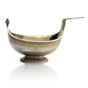 315. A Russian parcel-gilt drinking bowl/kovsh, Renaissance, early 17th century.