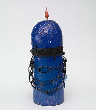A unique Åsa Jungnelius glass sculpture, 'XL candlestick', Kosta Boda 2010.