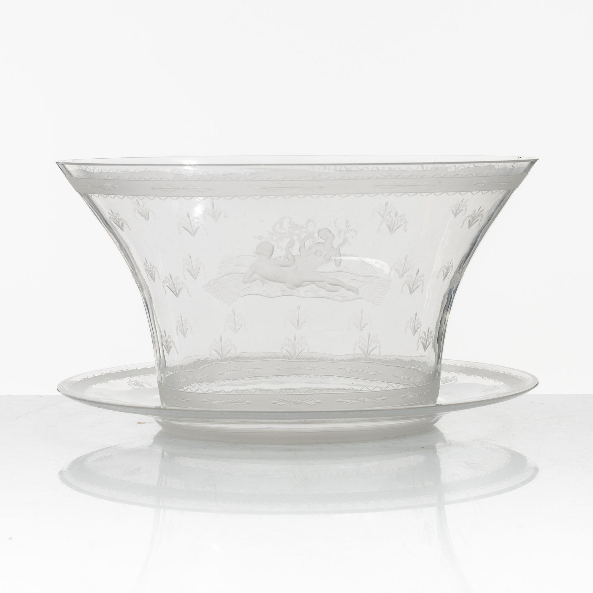 Edward Hald, skål med fat, modell 149, Orrefors.